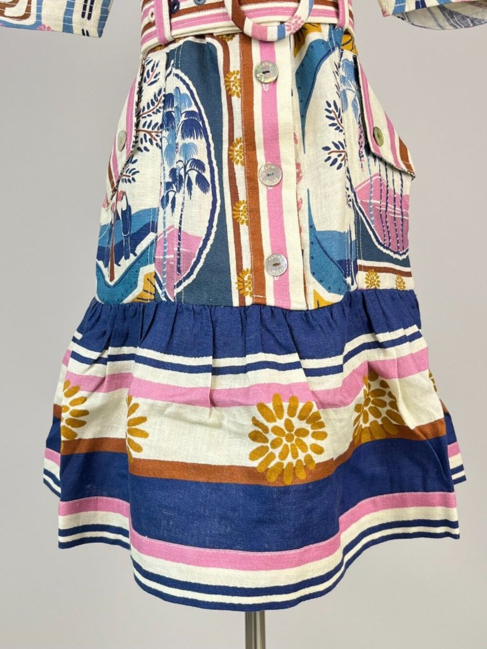 FARM Rio Multicolor Printed Mini Dress — Blue, Pink, Cream, Gold - Picture 6 of 16